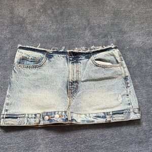 REVICE Light Blue Distressed Denim Mini Skirt